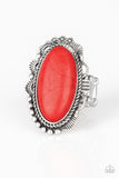 Open Range - Red - Stone - Ring - Paparazzi Accessories