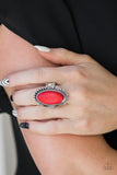 Open Range - Red - Stone - Ring - Paparazzi Accessories