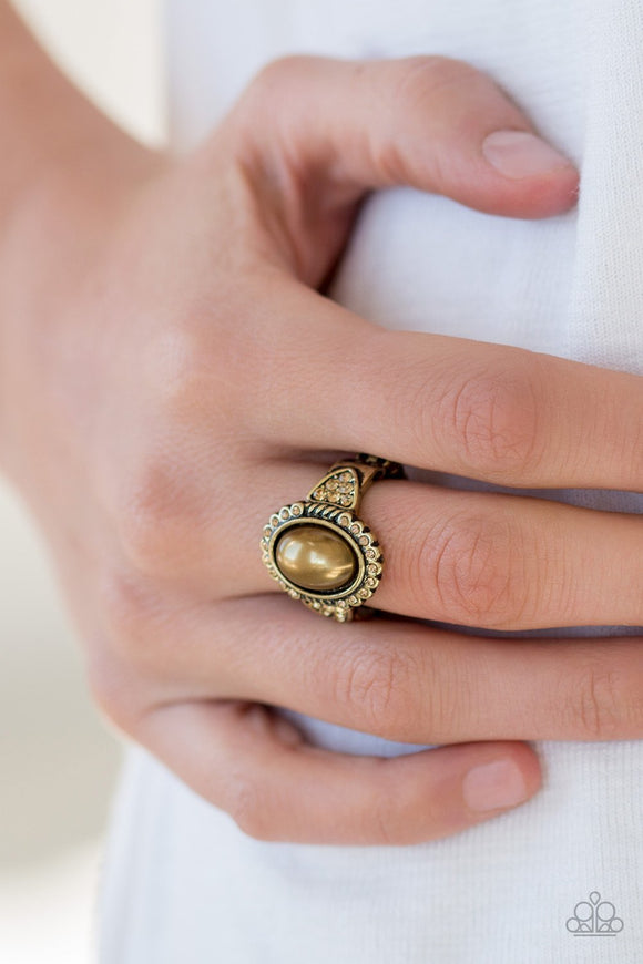 Pearl Party - Brass - Pearl - Ring - Paparazzi Accessories