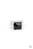 The Titan - Black Square - Silver Studded - Ring - Men's Collection - Paparazzi Accessories
