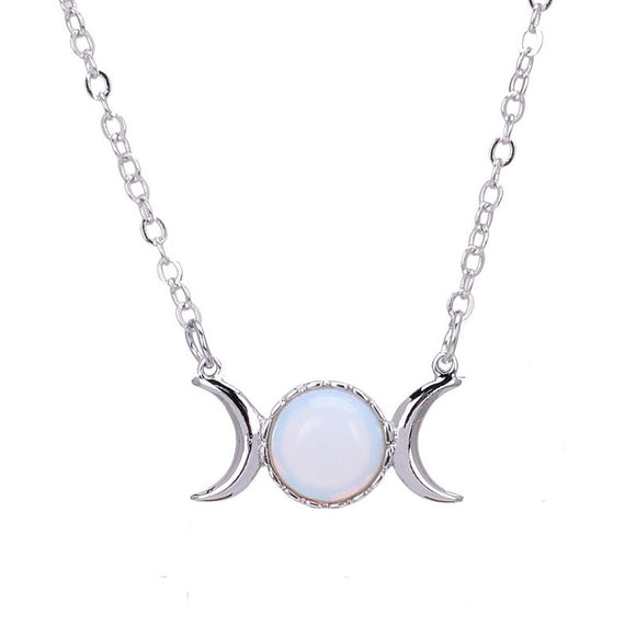 Crescent Moon - Opal Stone - Necklace