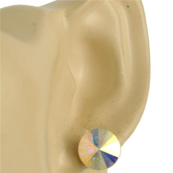 Swarovski Crystal - Iridescent- Multi Colored - Silver - 11mm - Stud Earrings
