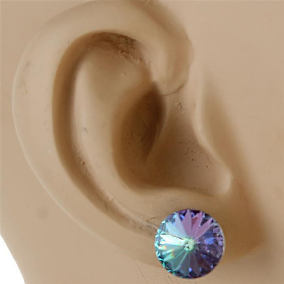 Swarovski Crystal - Purple and Blue Tone - Silver - 11mm - Stud Earrings