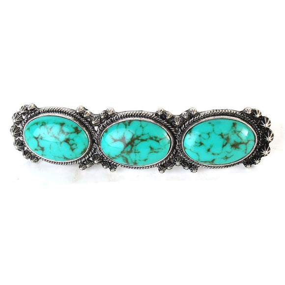 Turquoise - Three Stone - Oval - Hair Clip