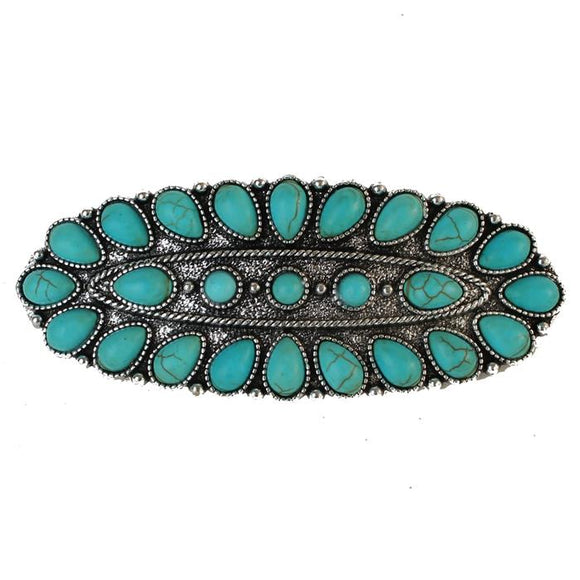 Turquoise Stone - Oval - Hair Clip