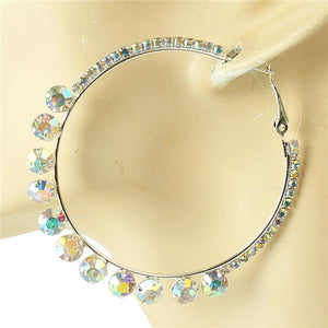 2.2" Hoops - Iridescent Aurora Borealis Rhinestone - Earrings