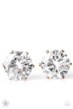 Just In TIMELESS - White Rhinestone - Gold - Post Stud Earrings - Paparazzi Accessories