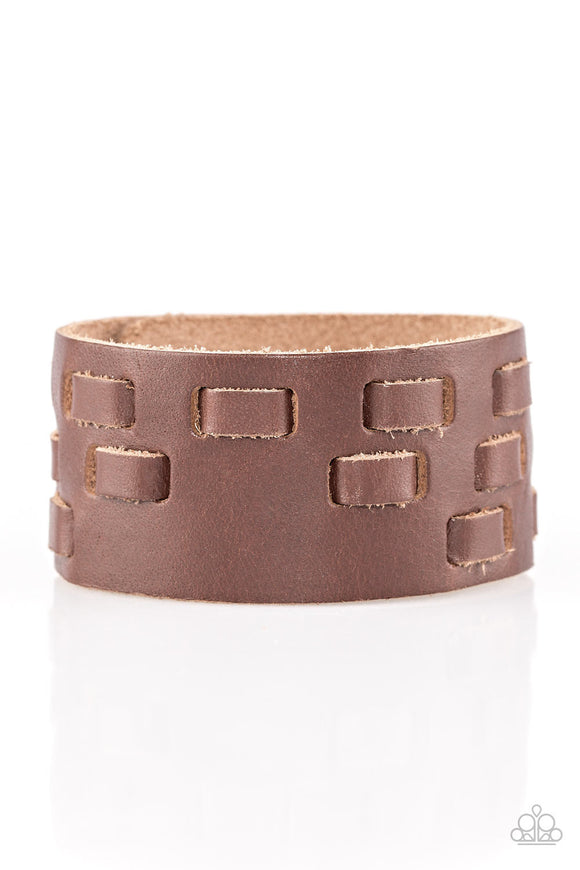 Rodeo Rampage - Brown - Leather - Snap Bracelet - Paparazzi Accessories