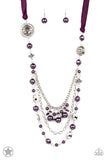All The Trimmings - Purple - Pearl - Ribbon Tie - Necklace - Paparazzi Accessories