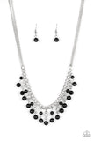 Regal Refinement - Black - Bead - White Rhinestone - Necklace - Paparazzi Accessories
