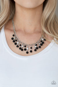 Regal Refinement - Black - Bead - White Rhinestone - Necklace - Paparazzi Accessories
