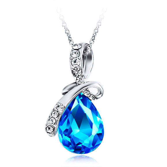 Angel's Teardrop - Blue - Crystal Stone - Necklace