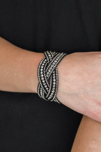 Bring On The Bling - Black - Wrap - Snap Bracelet - Paparazzi Accessories