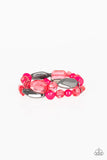Rockin Rock Candy - Pink Bead - Gunmetal - Stretch Bracelet - Paparazzi Accessories