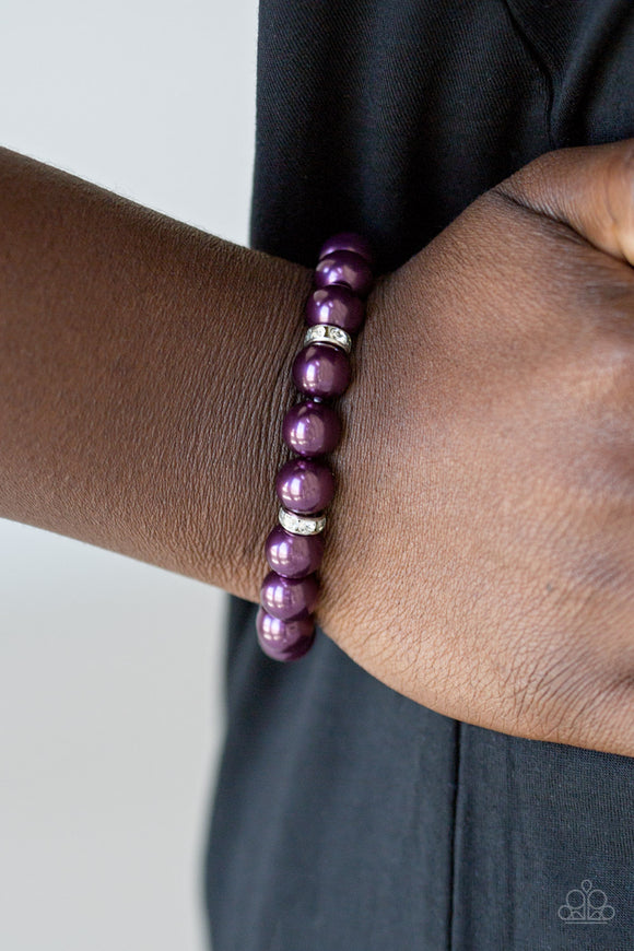 Exquisitely Elite - Purple - Pearl - Stretch Bracelet - Paparazzi Accessories