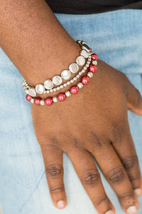 Girly Girl Glamour - Red - Bracelet - Paparazzi Accessories
