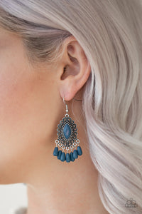 Private Villa - Blue - Bead - Earrings - Paparazzi Accessories