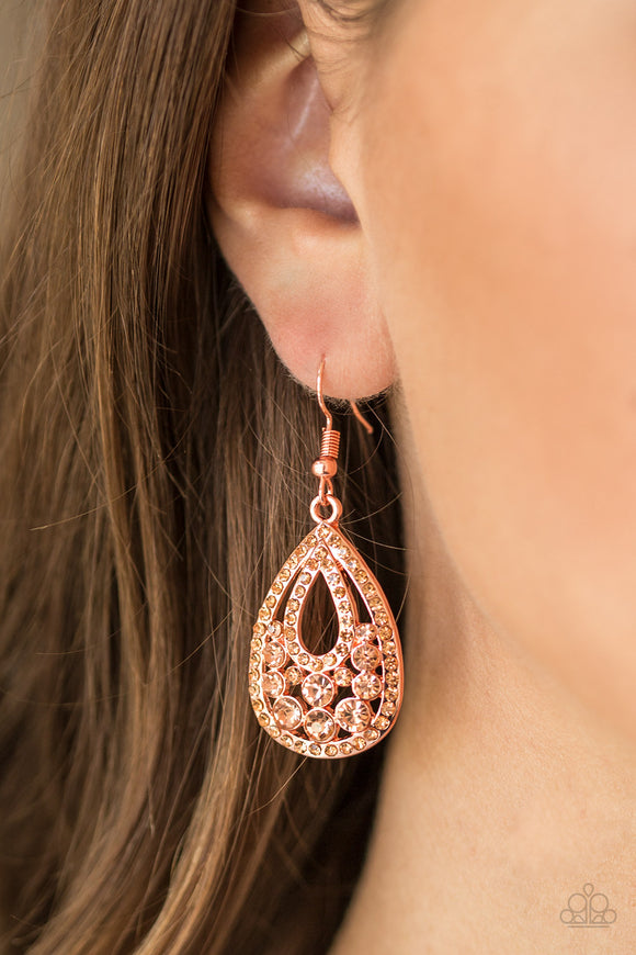 Sparkling Stardom - Copper - Earrings - Paparazzi Accessories