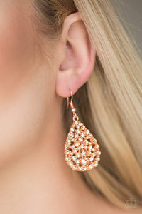 Sparkle Brighter - Copper - Earrings - Paparazzi Accessories