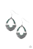 Royal Engagement - Green Rhinestone - Silver Earrings - Paparazzi Accessories