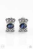 Glamorously Grand Duchess - Blue - Clip-On Earrings - Paparazzi Accessories