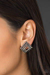 Kensington Keepsake - Silver - Hematite - Clip-On Earrings - Paparazzi Accessories