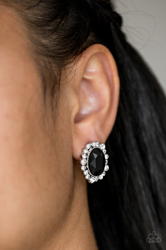 Hold Court - Black - Post - Stud Earrings - Paparazzi Accessories