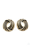 Rare Refinement - Brass - Post Earrings - Paparazzi Accessories