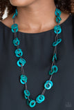 Waikiki Winds - Blue - Wooden Necklace - Paparazzi Accessories