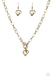 Princeton Princess - Brass - Heart Toggle Necklace - Paparazzi Accessories