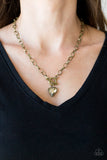 Princeton Princess - Brass - Heart Toggle Necklace - Paparazzi Accessories