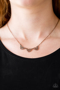 Another Love Story - Copper - Heart Necklace - Paparazzi Accessories