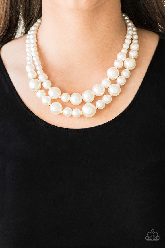 The More The Modest - White Pearl - Gold - Necklace - Paparazzi Accessories