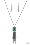 Shimmer Sensei - Green - Rhinestone - Gunmetal - Necklace - Paparazzi Accessories