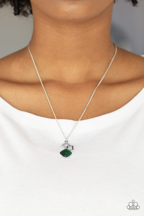 Stylishly Square - Green - Moonstone - Necklace - Paparazzi Accessories