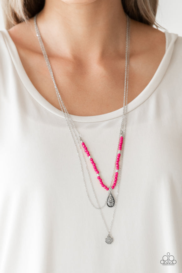 Mild Wild - Pink - Bead - Necklace - Paparazzi Accessories