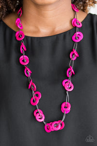 Waikiki Winds - Pink - Wooden Necklace - Paparazzi Accessories