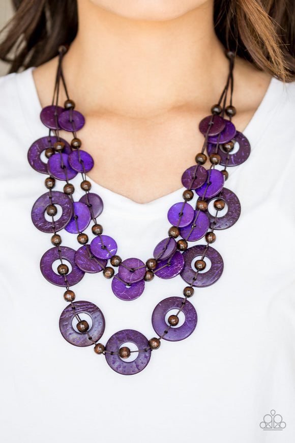 Catalina Coastin - Purple - Wooden - Necklace - Paparazzi Accessories