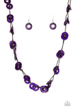 Waikiki Winds - Purple - Wooden Necklace - Paparazzi Accessories