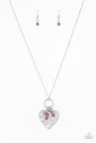 Romeo Romance - Purple Pearl - Filigree Heart - Necklace - Paparazzi Accessories