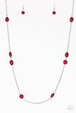 Pacific Piers - Red - Bead - Silver - Necklace - Paparazzi Accessories