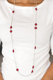 Pacific Piers - Red - Bead - Silver - Necklace - Paparazzi Accessories