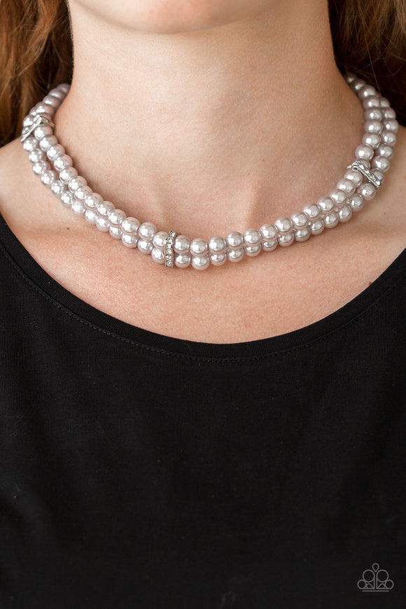 Put On Your Party Dress - Silver - Pearl - Choker Necklace - Paparazzi Accessories
