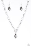 Club Sparkle - Silver - Hematite - Toggle Necklace - Paparazzi Accessories
