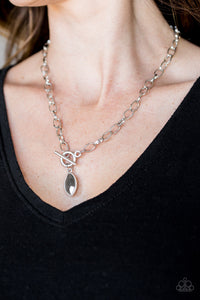 Club Sparkle - Silver - Hematite - Toggle Necklace - Paparazzi Accessories