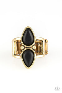 Simply Saharan - Brass - Black Stone - Ring - Paparazzi Accessories