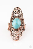 Ego Trippin' - Copper - Turquoise - Stone - Ring - Paparazzi Accessories