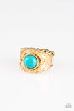 Stand Your Ground - Gold - Turquoise - Ring - Paparazzi Accessories