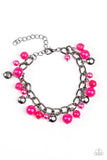 Hold My Drink - Pink Bead - Gunmetal - Clasp Bracelet - Paparazzi Accessories