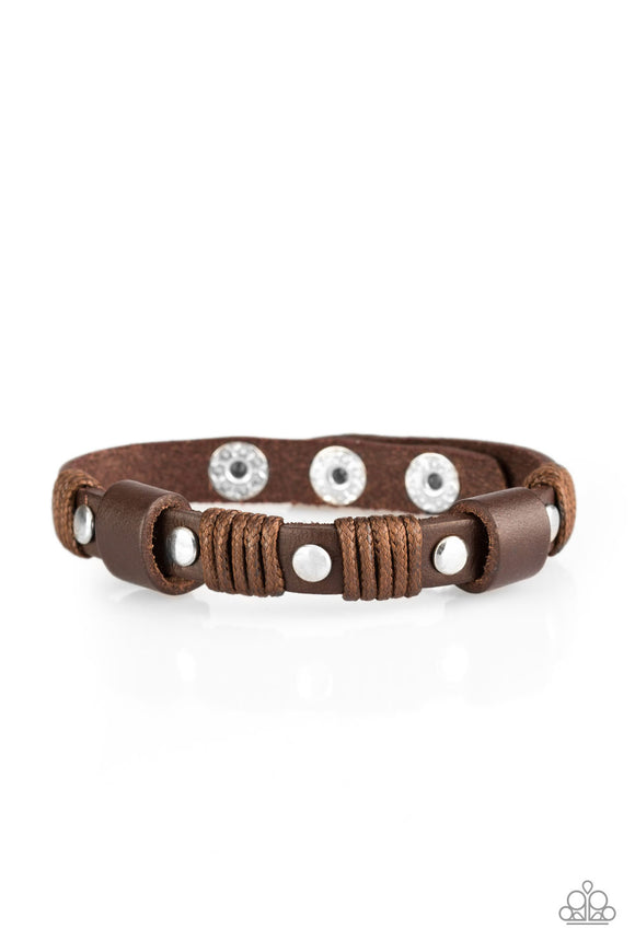 Road Burner - Brown Leather - Urban - Snap Bracelet - Paparazzi Accessories